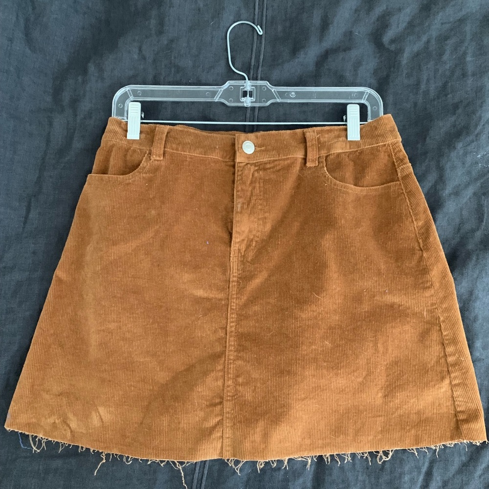 Tan Corduroy Mini Skirt